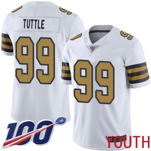New Orleans Saints Limited White Youth Shy Tuttle Jersey NFL Football #99 100th Season Rush Vapor Untouchable Jersey->women nfl jersey->Women Jersey